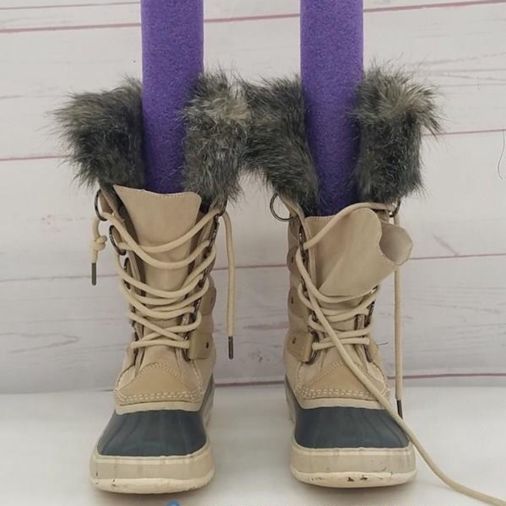 Sorel Joan Of Arctic Waterproof Ski Beige Suede Leather Boots